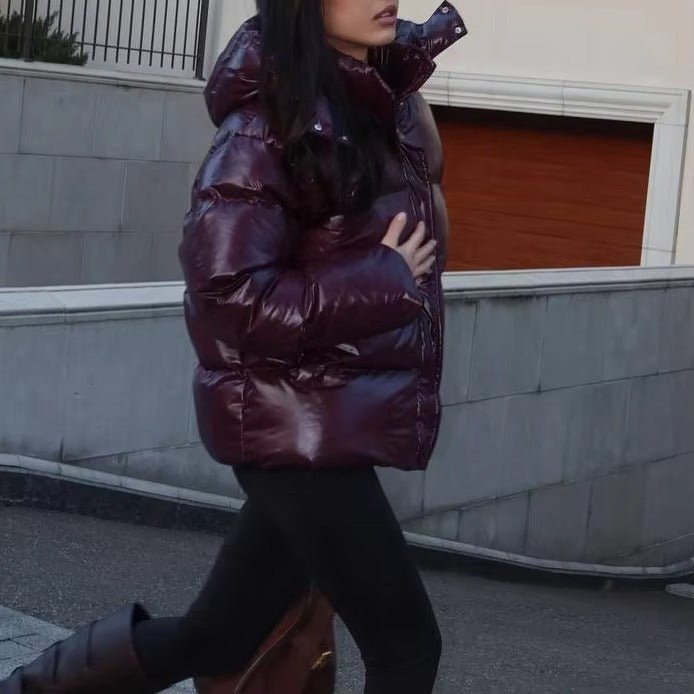 SOERA Judy Crop Puffer Jacket - Jackets - Burgundy S