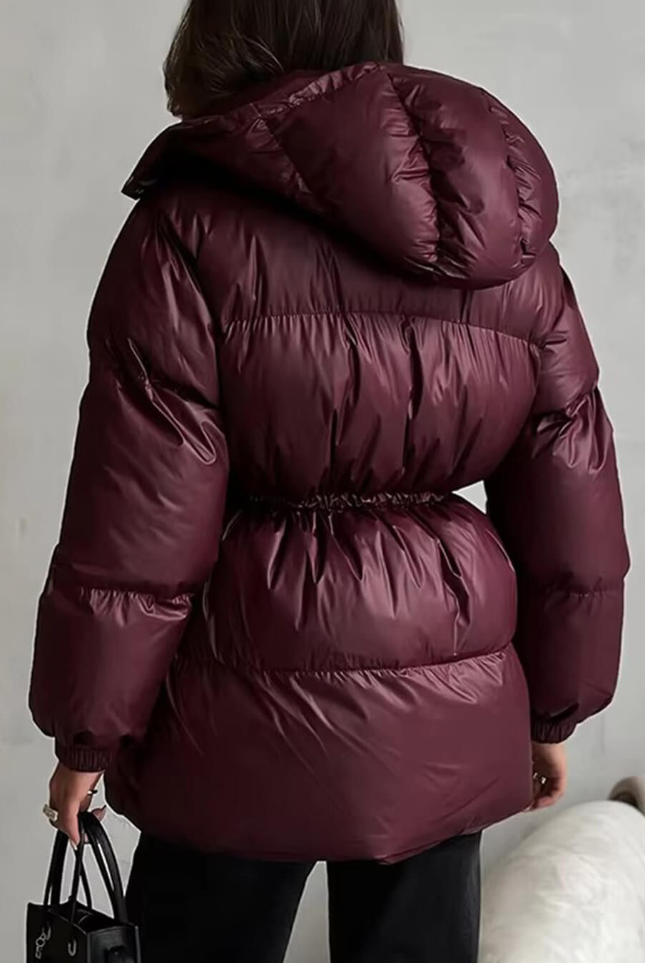 SOERA Lorie Drawstring Hooded Puffer Coat - Jackets - 1005010026834237-;LB1761217546552897709 Burgundy S