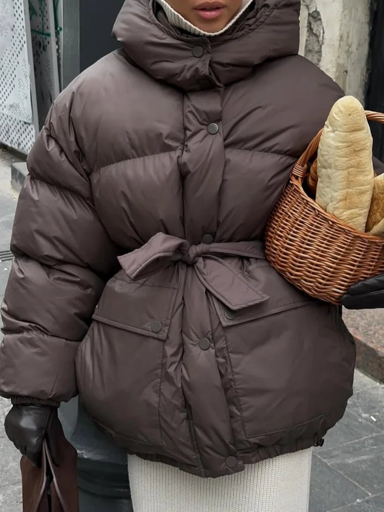 SOERA Lorna Lace Up Hooded Coat - Jackets - 3256809934908770-;fp1763048698100058696 Coffee S