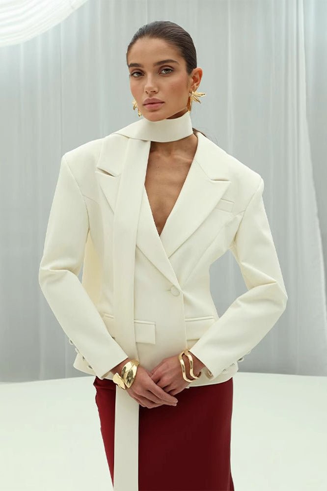 SOERA Maxine Scarf - Collar Blazer - Jackets - Jm1770276357226517443 Off - White S