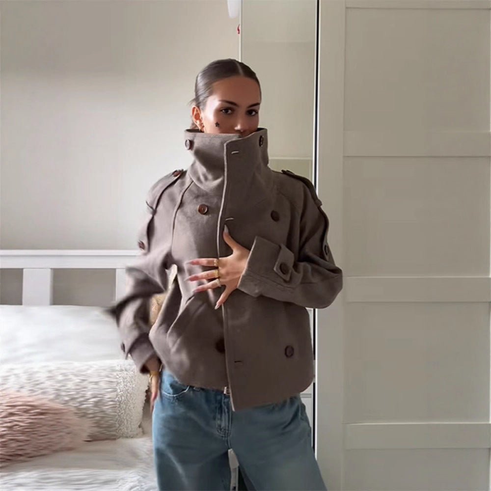 SOERA Rhea Stand Collar Breasted Coat - Jackets - AG1766362638978477068 S