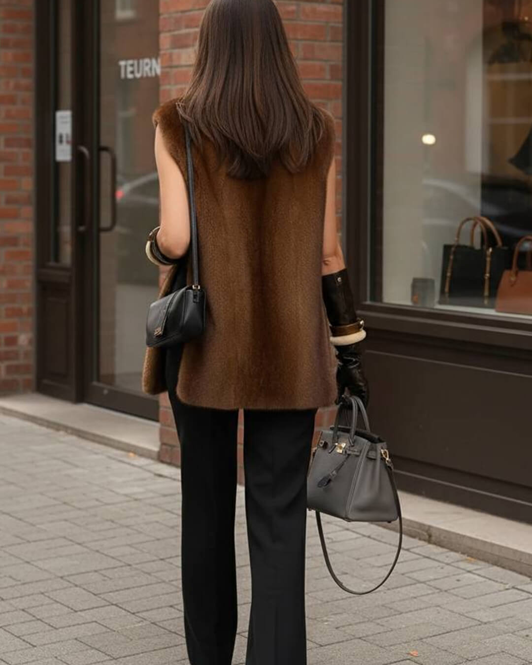 SOERA Rina Faux Fur Turtleneck Vest - Jackets - Gradient Brown