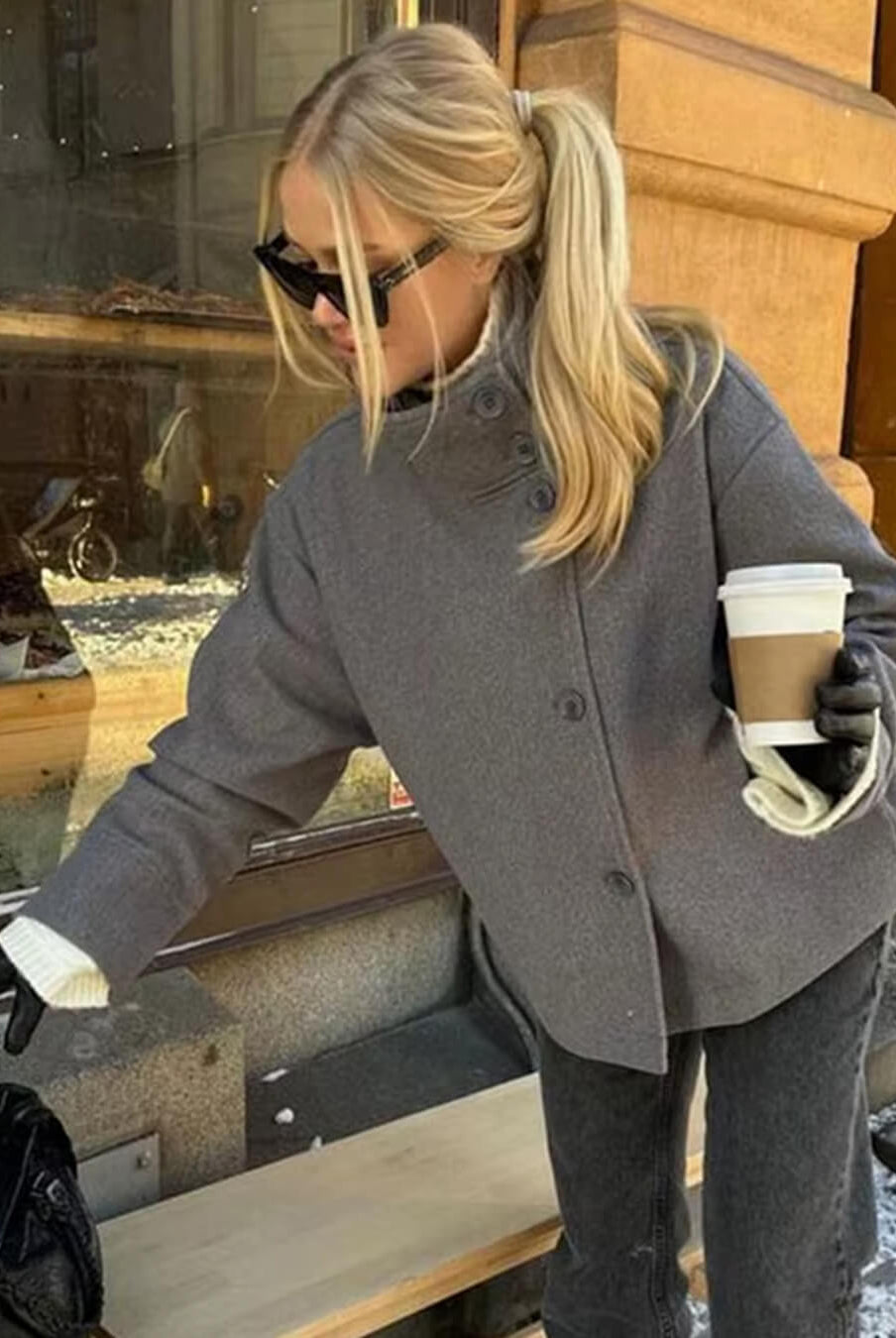 SOERA Rosalia elegant Jacket with Stand Collar - jackets - SOERA-Rosalia-Elegant-Lady-Womens-Jacket-with-Stand-Collar-for-Autumn-Style-Jacket-Grey/L Grey L