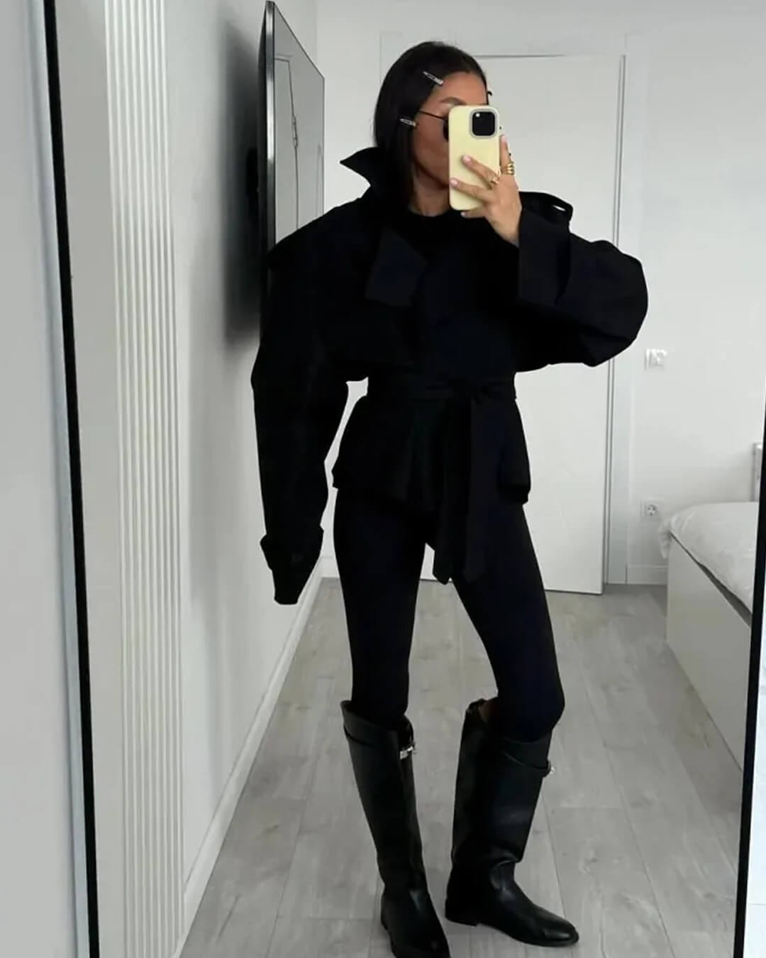 SOERA Sandy Lace Up Short Trench Coat - Jackets - 1005010782864095-;yA1773321573224986033 Black M