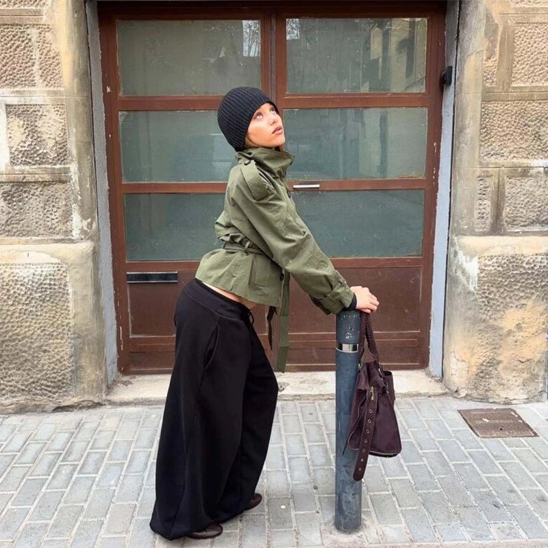 SOERA Thea Belted Short Trench Coat - Jackets - 1005011764467725-;MA1773321573272265826 Olive S