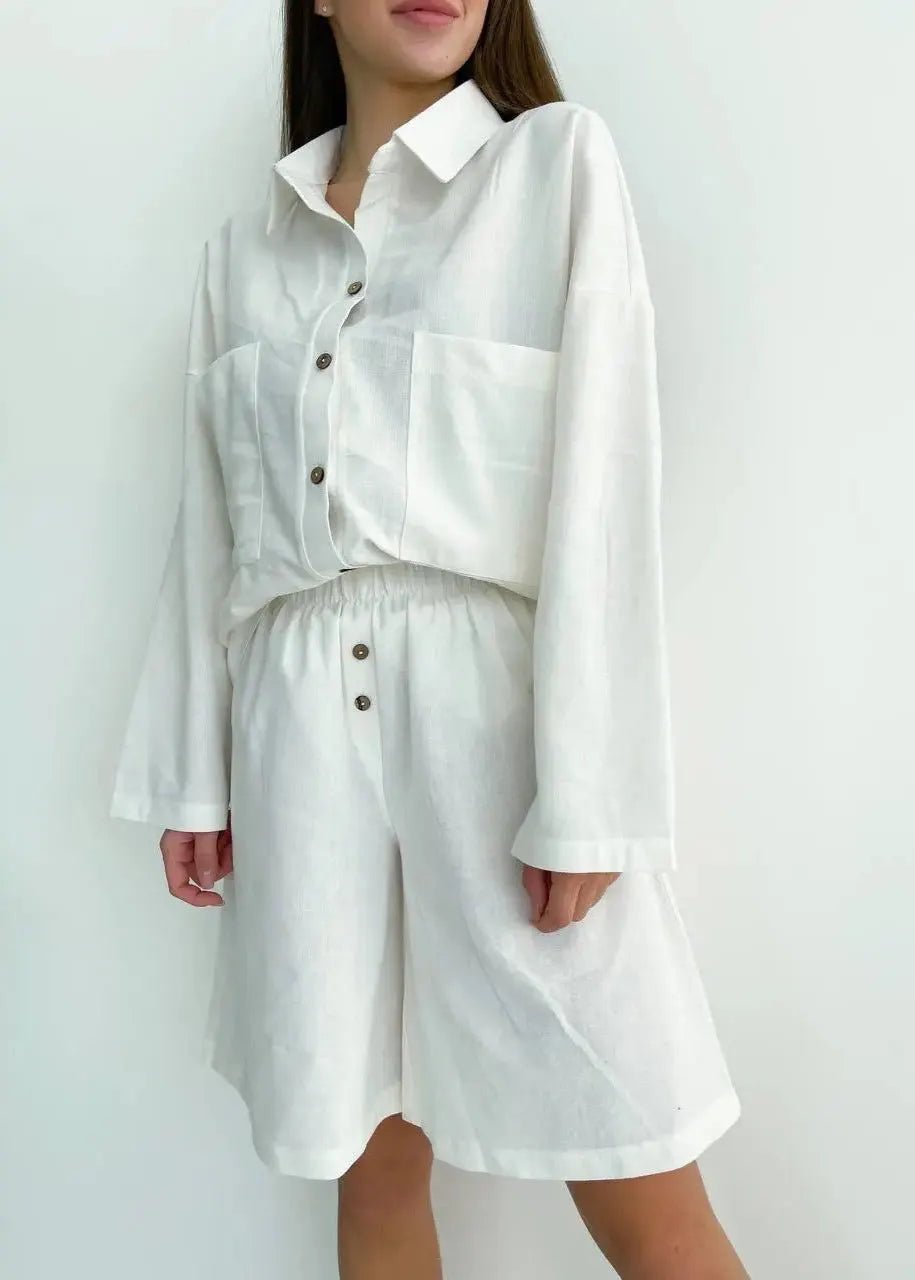 SOERA Beatrice Relaxed Linen Co - Ord Set - Matching Sets - White S