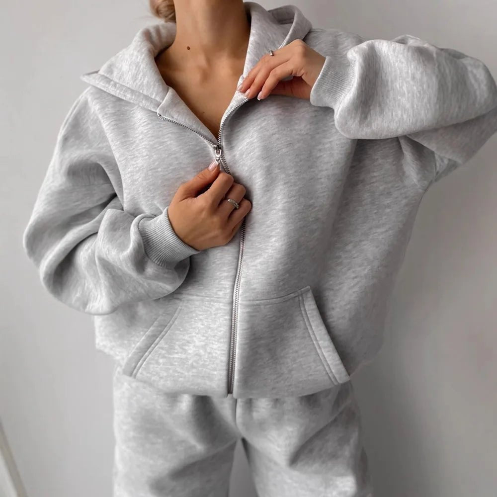 SOERA Cecilia Oversized Hoodie Track 2 Piece Set - Matching Sets - Black S