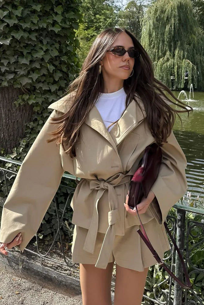 SOERA Debra Belted Jacket & Shorts Set - Matching Sets - 1005009892467660-;TB1772135167935647319 Suit XS