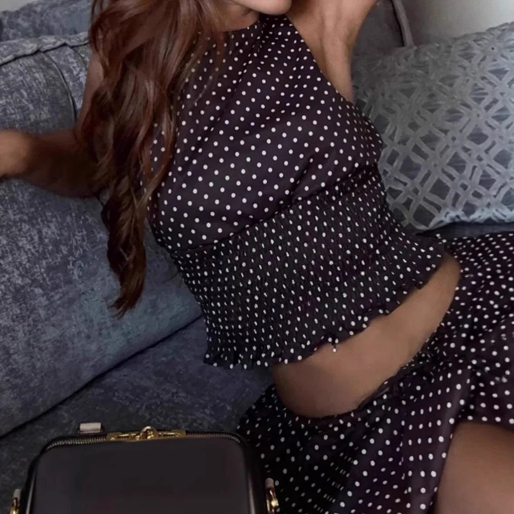 SOERA Diandra Polka Dot Halter Top Skirt Set - Matching Sets - Brown L