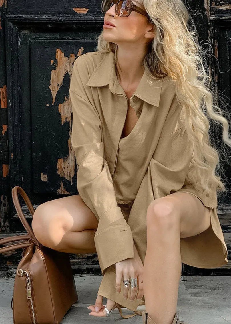 SOERA Gabrielle Cropped Shirt & Drawstring Shorts Set - Matching Sets - M