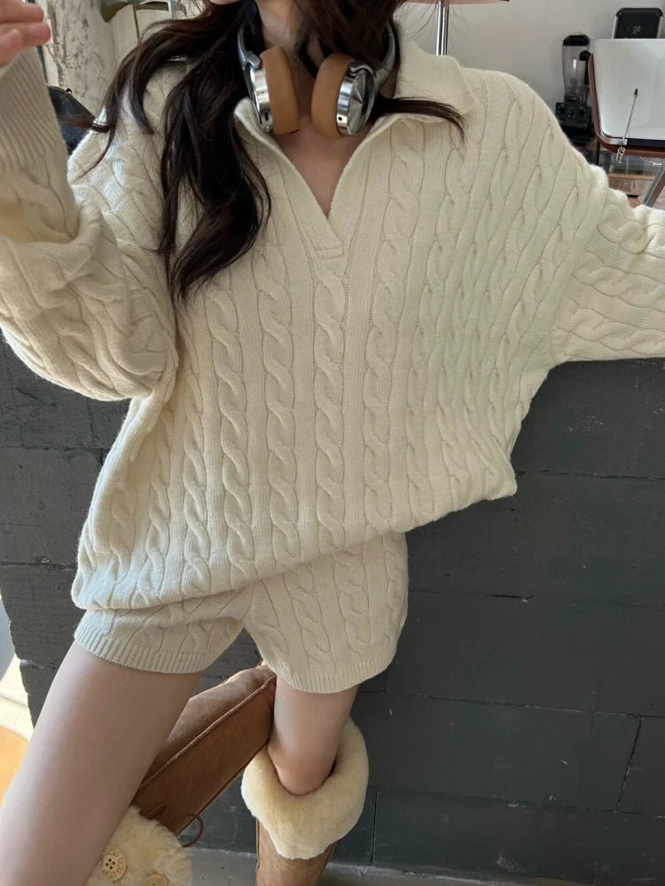 SOERA Maureen Knit Polo 2-Piece Set - Matching Sets - 1005008341971228-;Hf1769414230322888504 Beige One Size