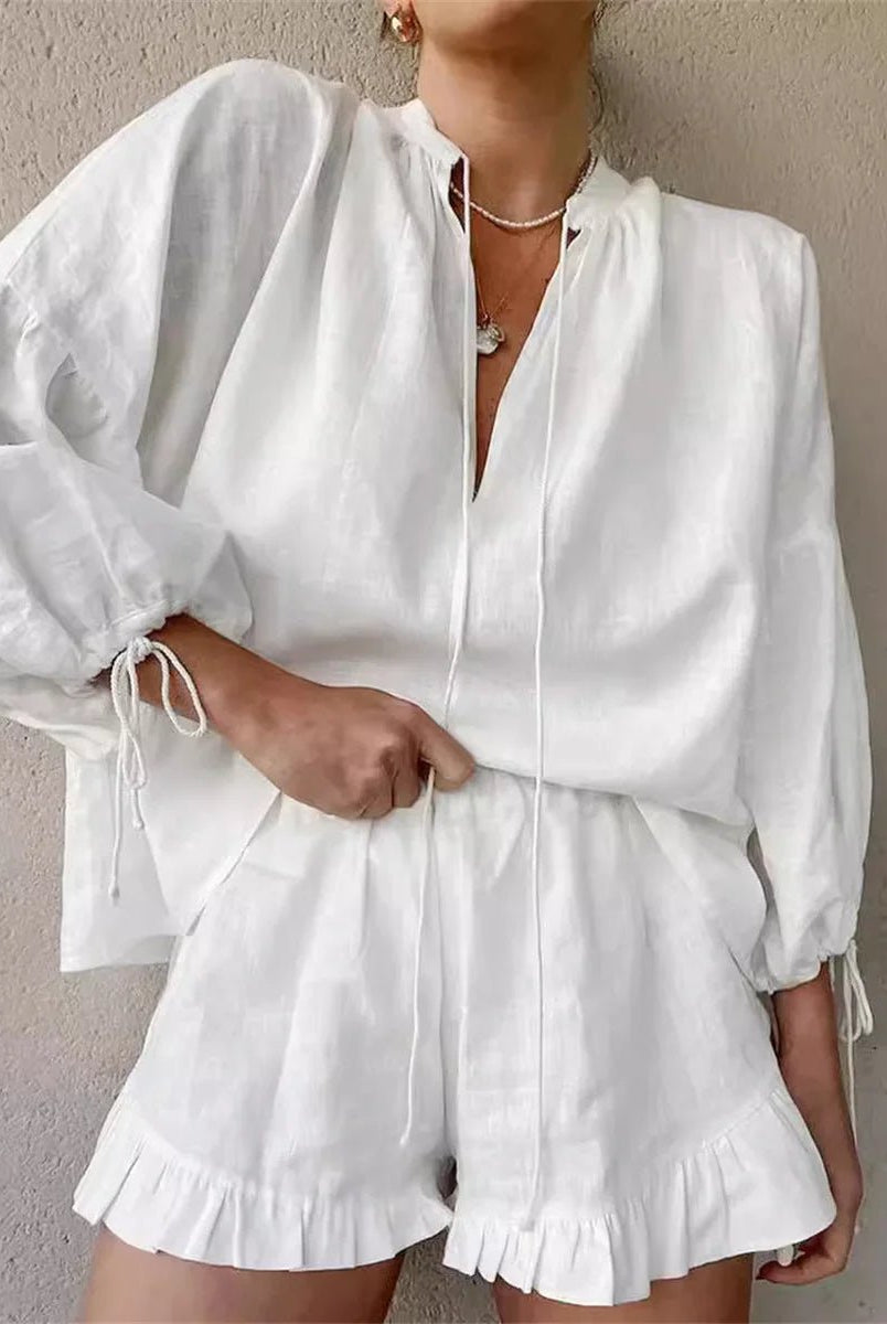 SOERA Sienna Ruffle Shorts Set - Matching Sets - SOERA-054403-WHI-S-61443 S