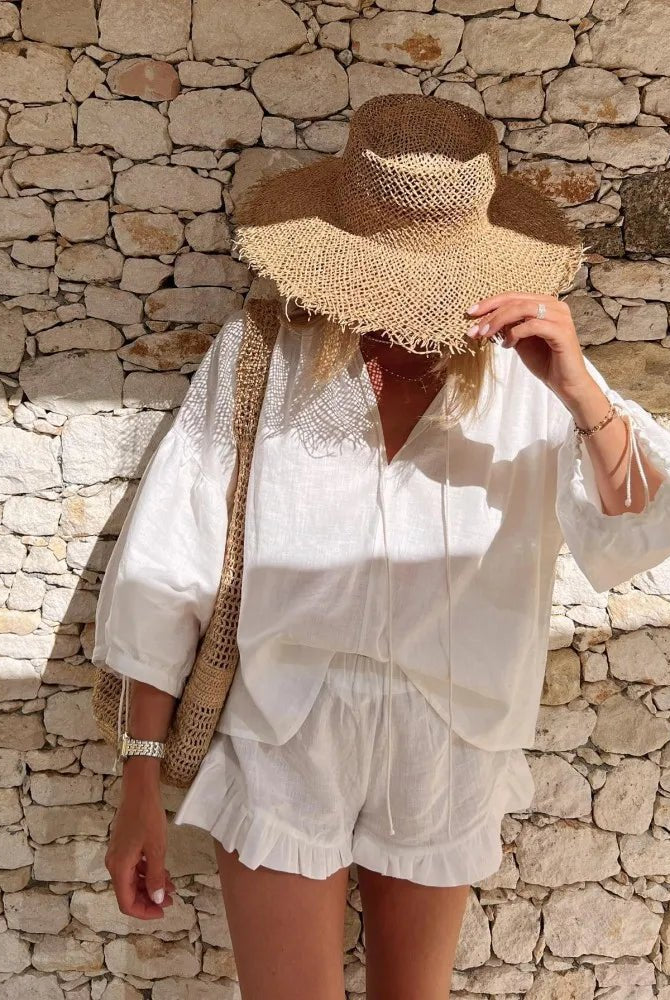 SOERA Sienna Ruffle Shorts Set - Matching Sets - SOERA-054403-WHI-XL-59747 XL