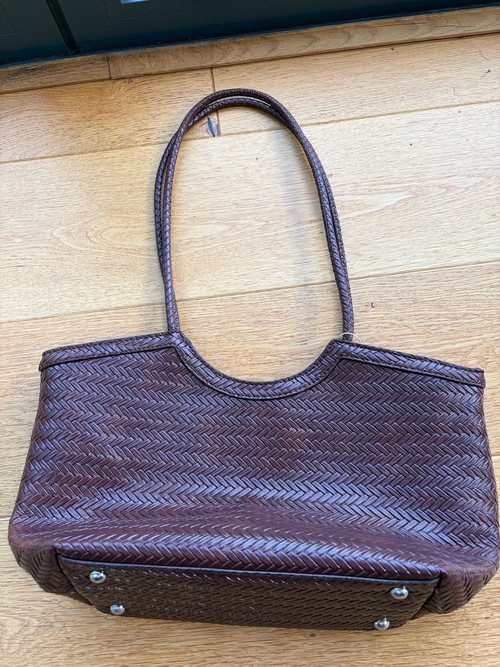 SOERA Rica Woven Faux Leather Bag - Handbags - Soera-Rica-Woven-Faux-Leather-Bag-Handbag/Black Brown Actual photo