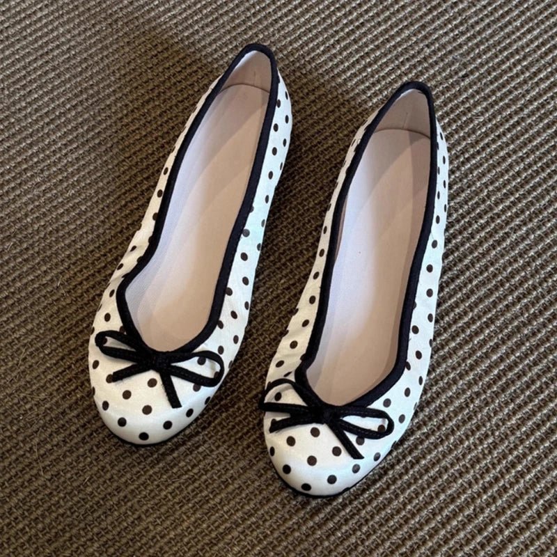 SOERA Georgette Polka Dot Ballet Flats - Shoes - White 35