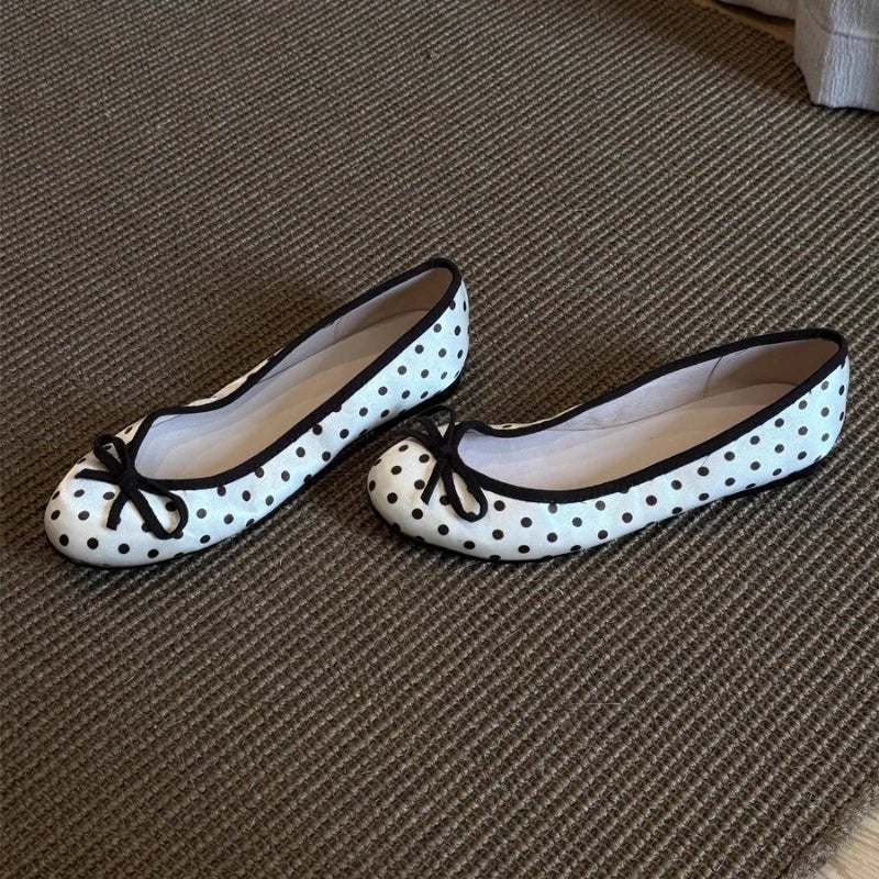 SOERA Georgette Polka Dot Ballet Flats - Shoes - White 36