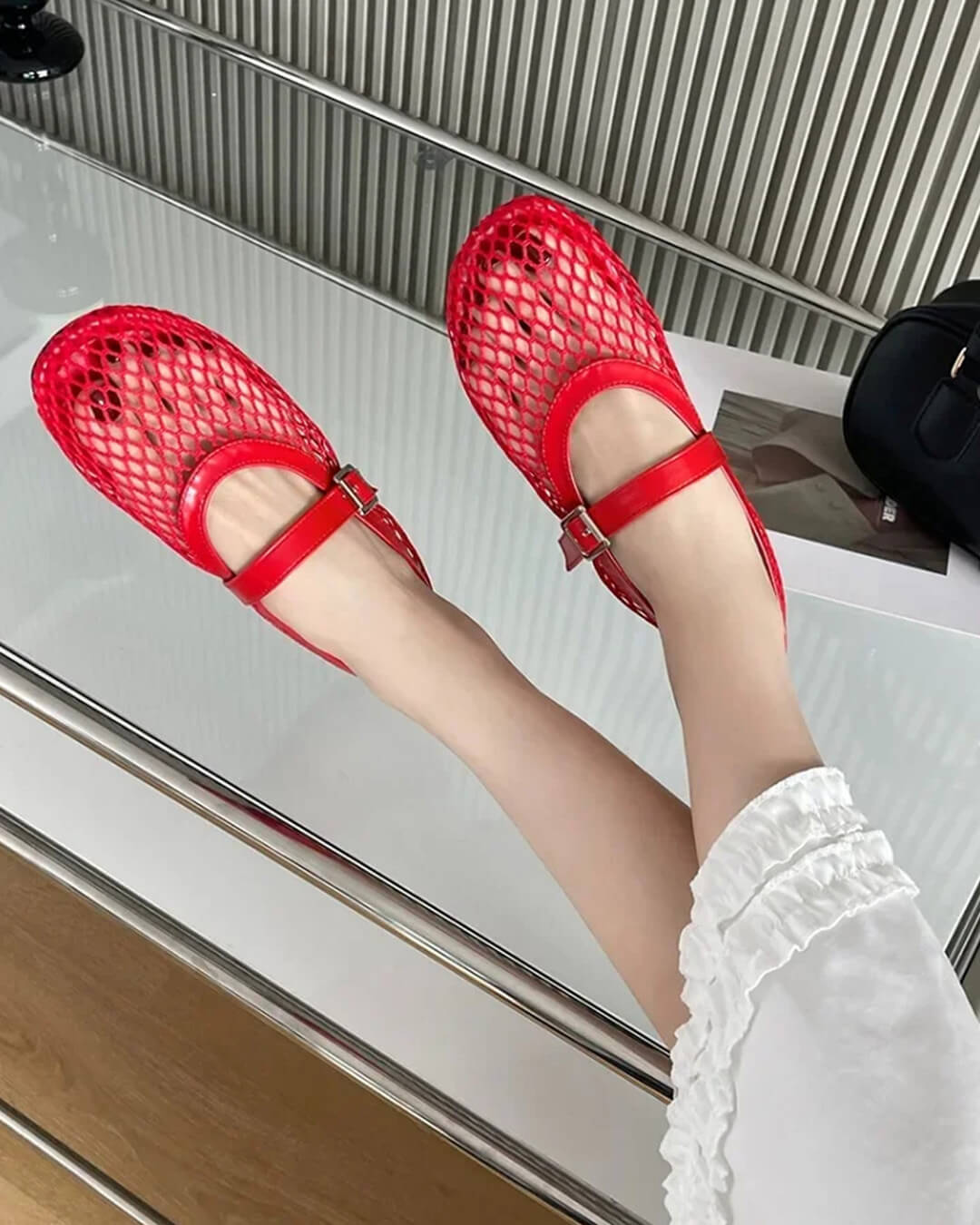 SOERA Laurette Buckled Ballet Flat Shoes - Shoes - 1005010669380270-;Gw1770303444398403970 Red 35