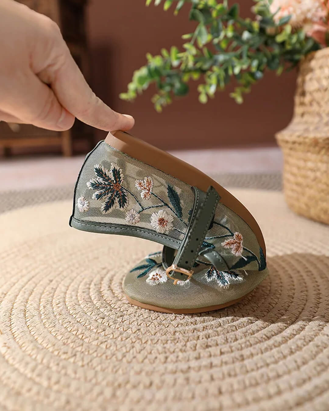 SOERA Leah Embroidered Ballet Flats - Shoes - Green 41