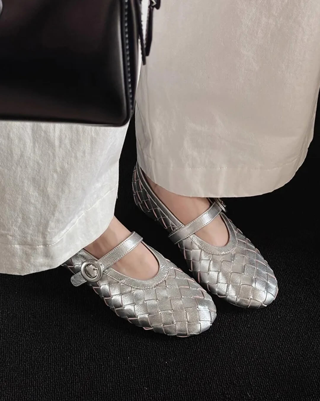 SOERA Lisbeth Woven Leather Flat Shoes - Shoes - 1005010392961053-;vW1770303445601884305 Silver 35