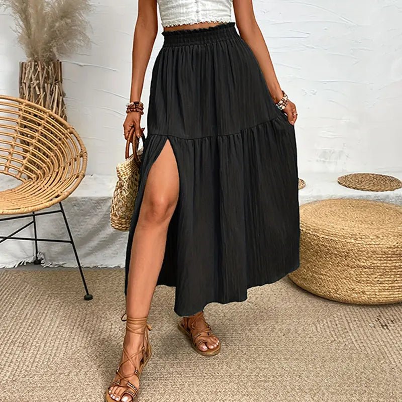 SOERA Maia Bohemian Midi Ruffle Skirt - Skirt - Black M