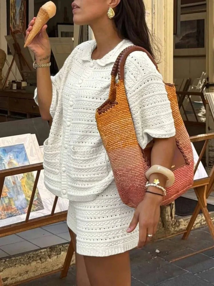 SOERA Amaia Knitted Two-Piece Summer Set - Sweaters & Cardigans - White S