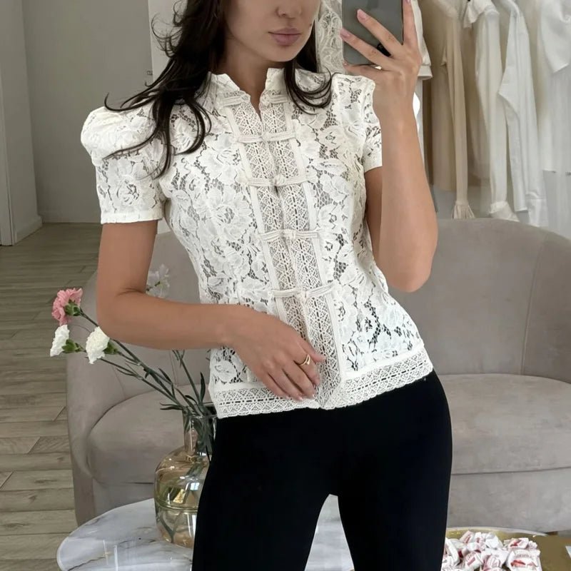 SOERA Brielle Lace Patchwork Cardigan - Sweaters & Cardigans - White M
