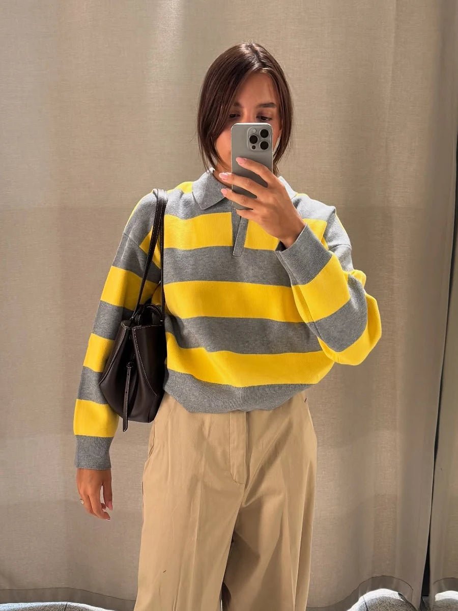 SOERA Una Striped Knitted V-Neck Pullover - Sweaters & Cardigans - S