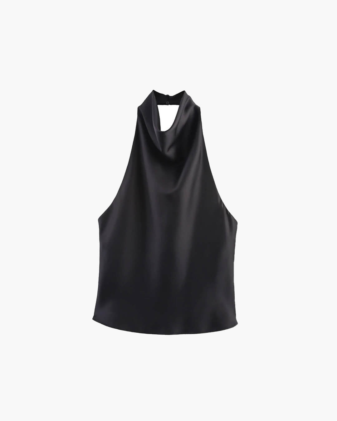 SOERA Anastasia Halter Backless Satin Top - Tops - fF1764442362187490231 Black M