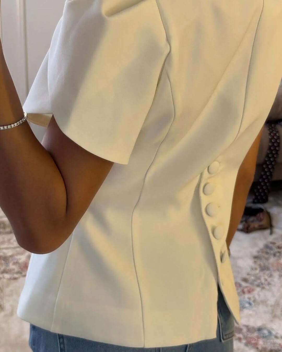 SOERA Bianca Button Front Stand Collar Top - Tops - White S