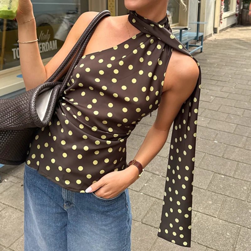 SOERA Brielle Polka Dot Halter Neck Blouse - Tops - 1005010809642169-;Jl1774012026513033066 S