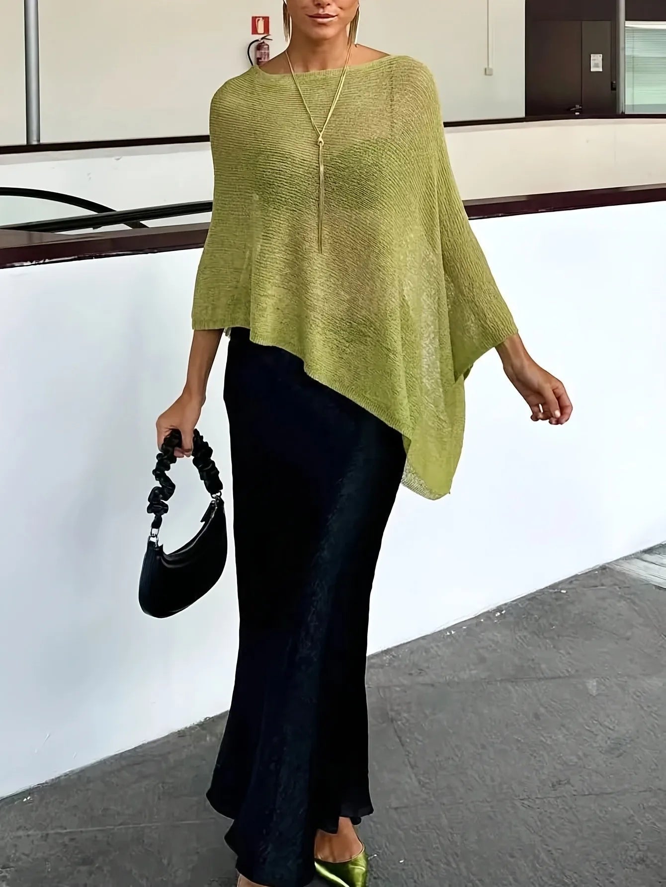 SOERA Celeste Batwing Knitted Shawl Top - Tops - Olive S