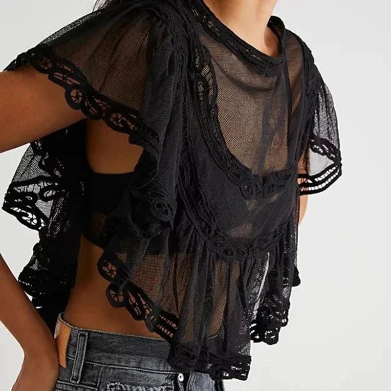 SOERA Genevra Sheer Chiffon Blouse - Tops - Black M