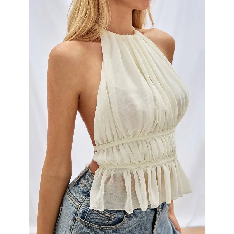 SOERA Ines Ruched Halter Top - Tops - Black S
