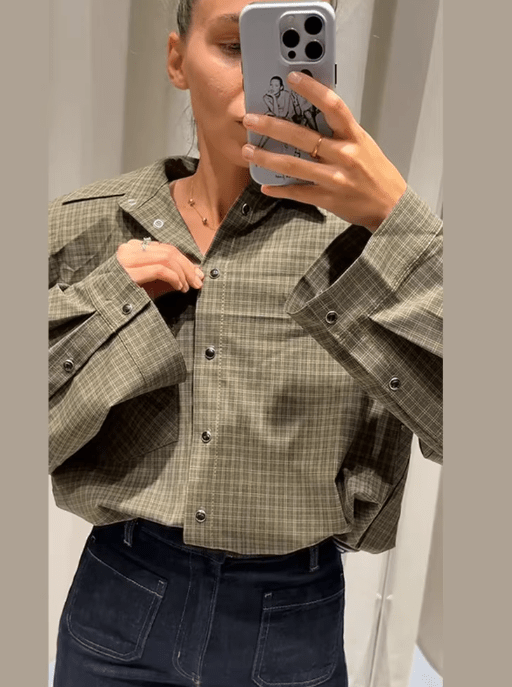 SOERA Monica Green Plaid Long Sleeve Top - Tops - 1005009894639362-;fc1775063642874654453 Green L