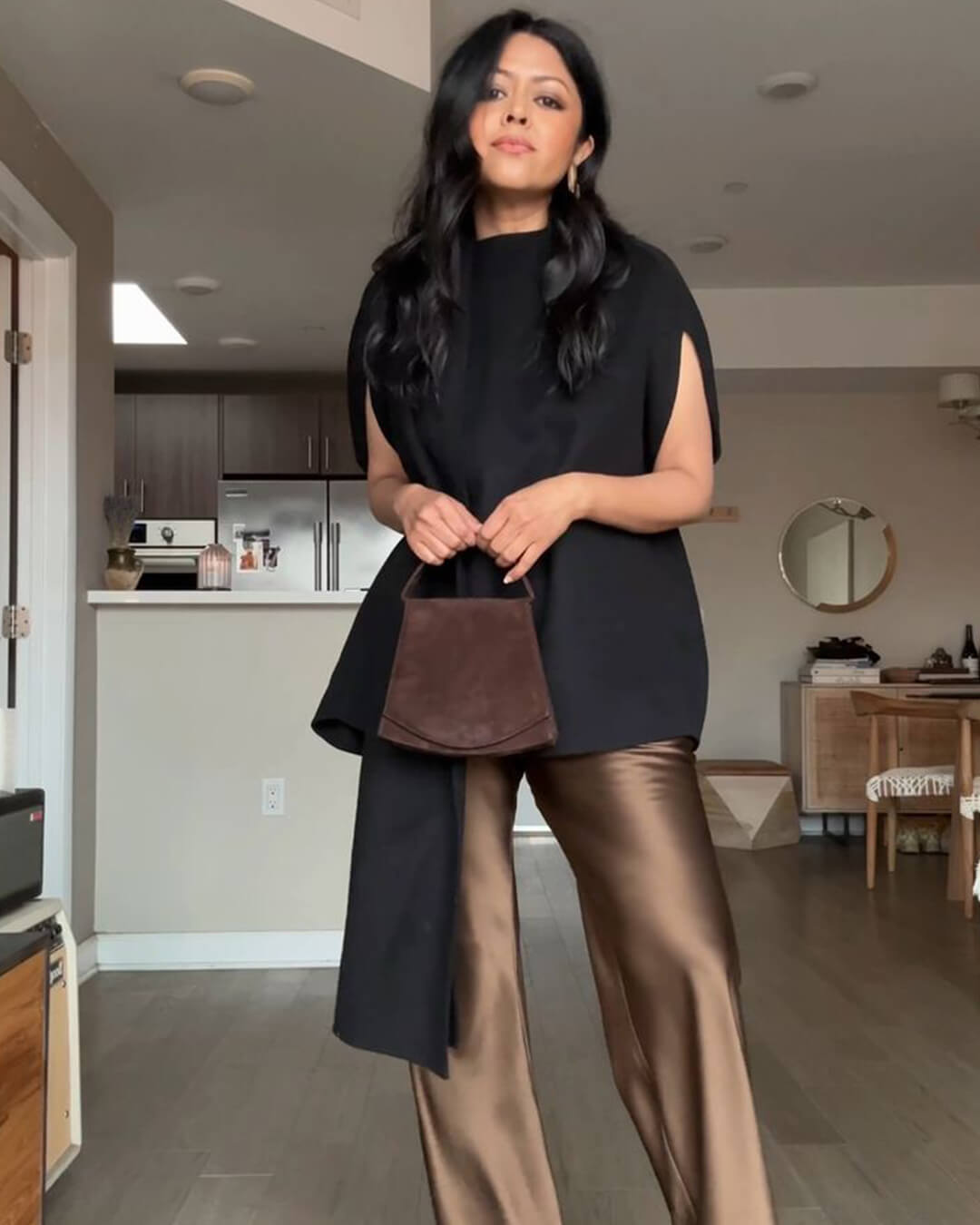 SOERA Wendy Wide Leg Satin Trousers - Trousers - 3256808273823050-;Kl1763832189654569488 Brown L