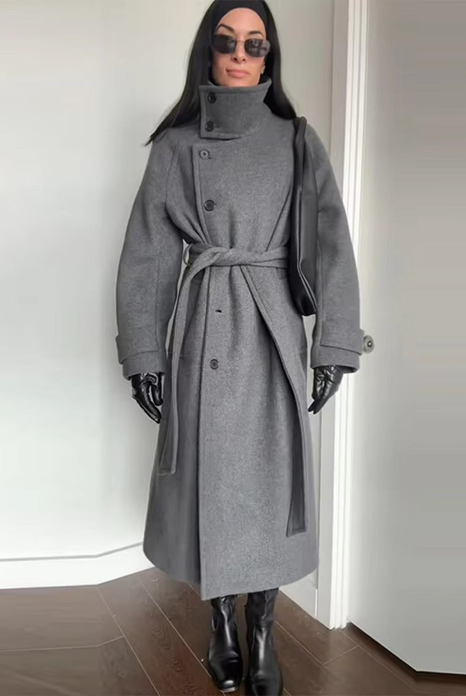 SOERA Claudine Long Belted High Collar Coat - Women's Coats & Jackets - wx1762239701861619055 Grey M
