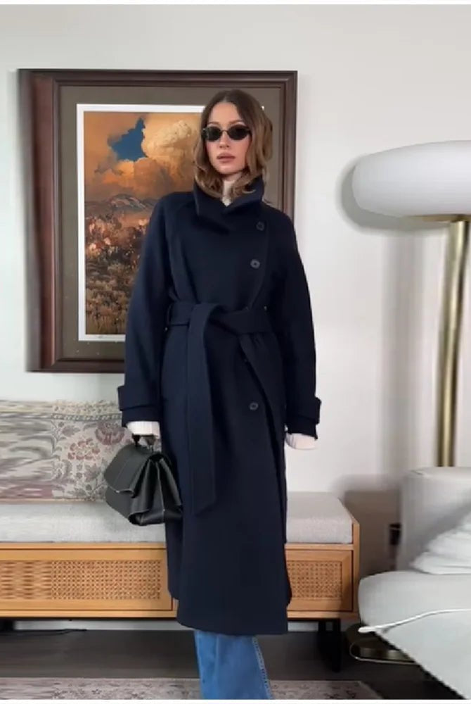 SOERA Claudine Long Belted High Collar Coat - Women's Coats & Jackets - YU1762239701861157151 Black S