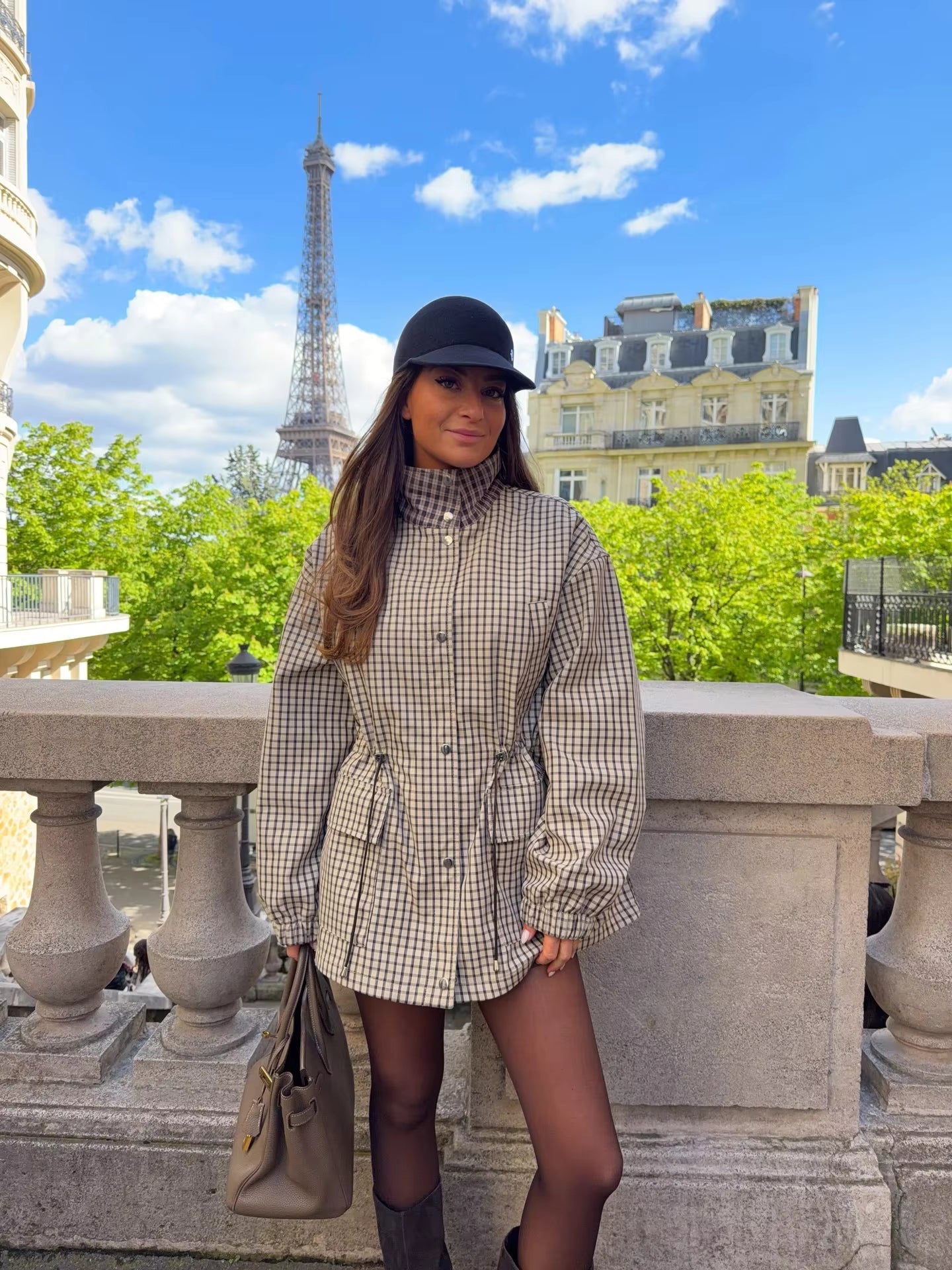 Giacca Myla Check con cappuccio e zip