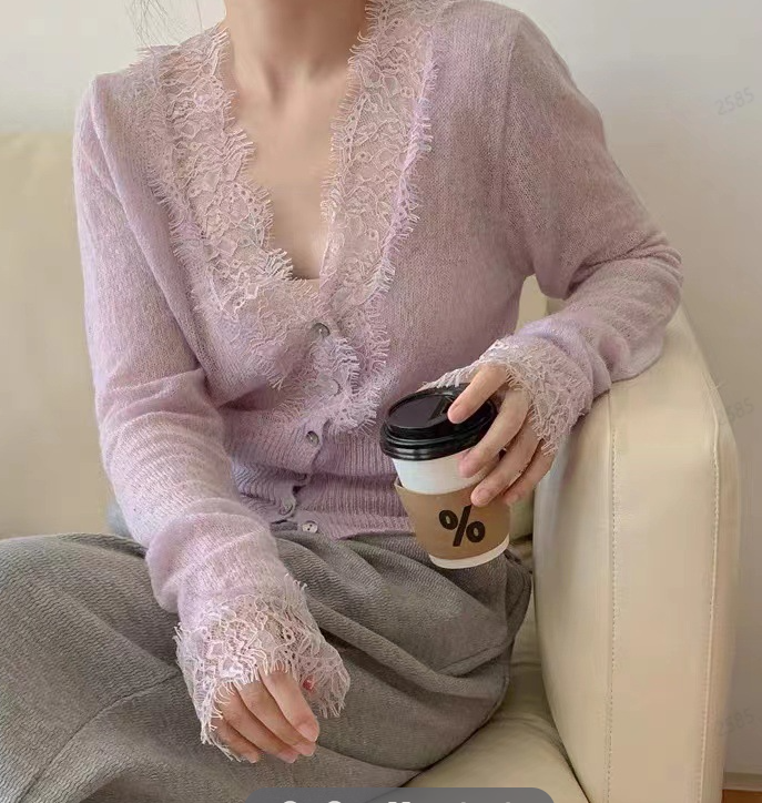Cardigan in Maglia con Pizzo Aurelie