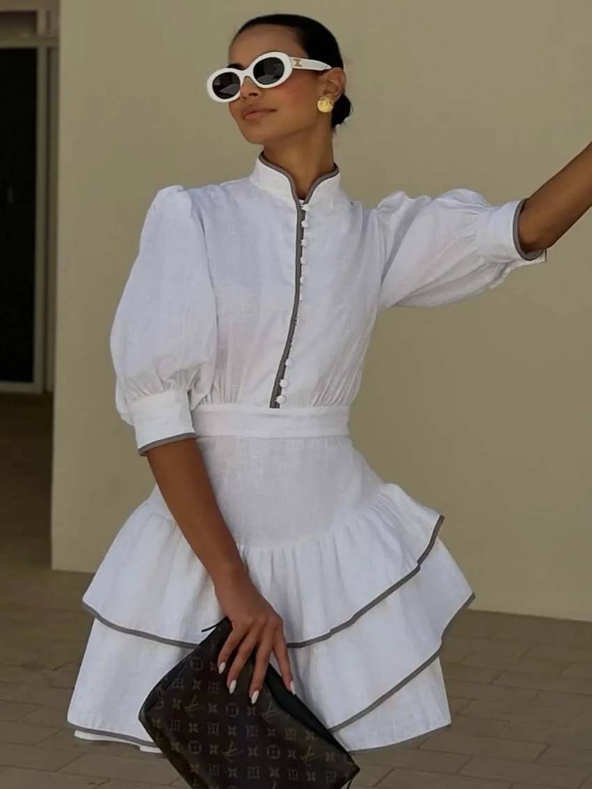Aiwila Patchwork-Rollkragen-Minikleid