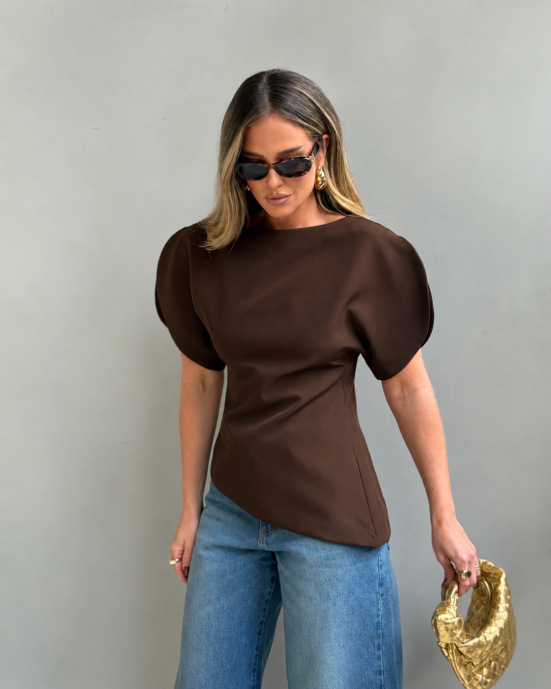 Top Sienna tricot maniche a palloncino