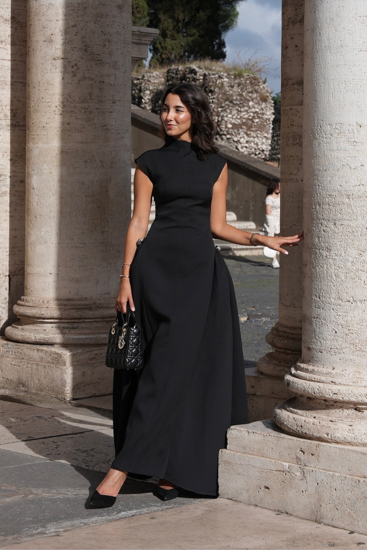 Veronica Maxi-Kleid mit Stehkragen