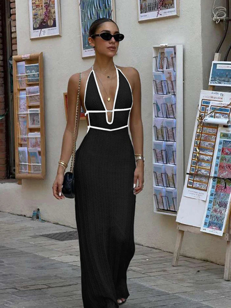 Abito maxi halter Harley con lacci