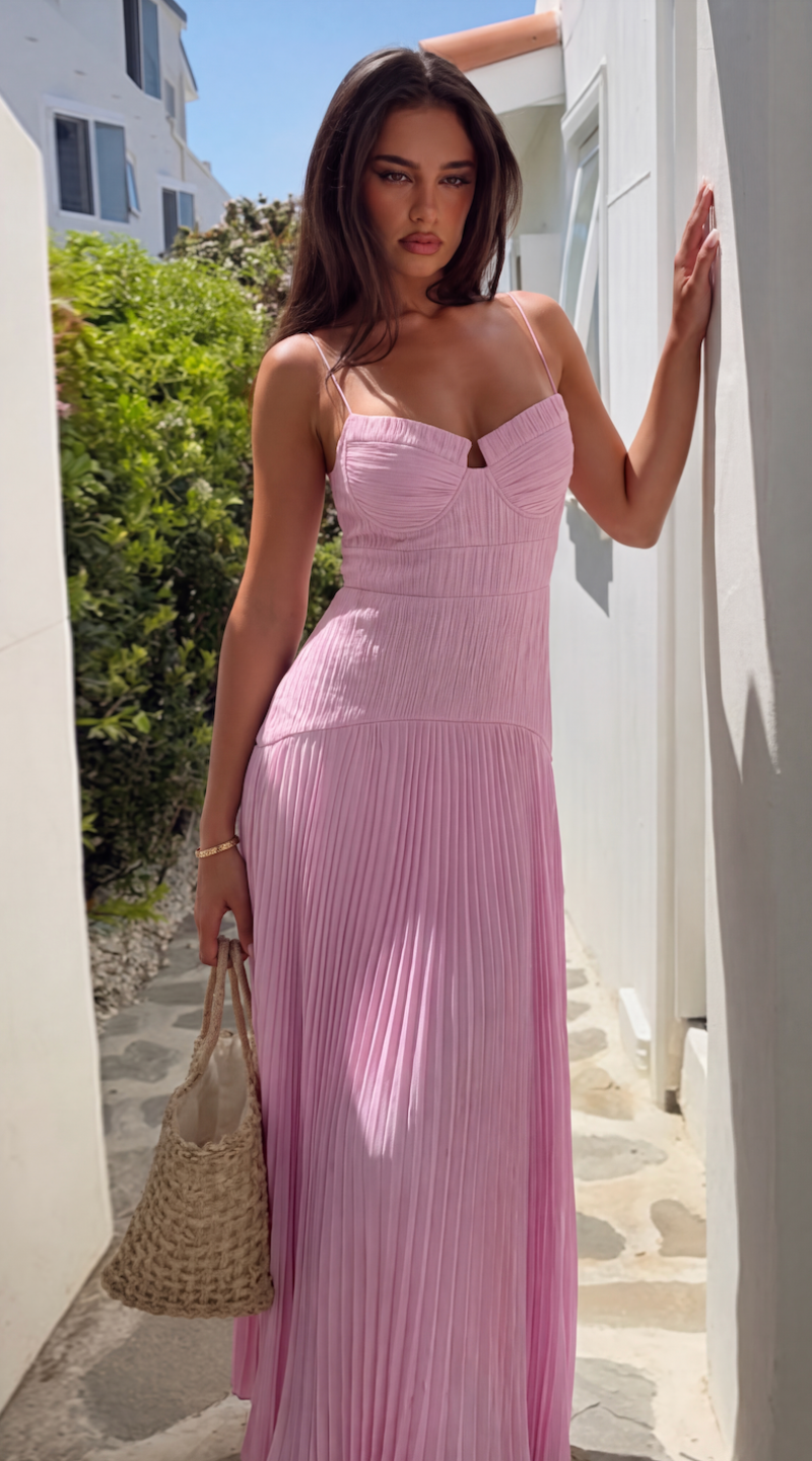 Sophia abito lungo in chiffon stropicciato