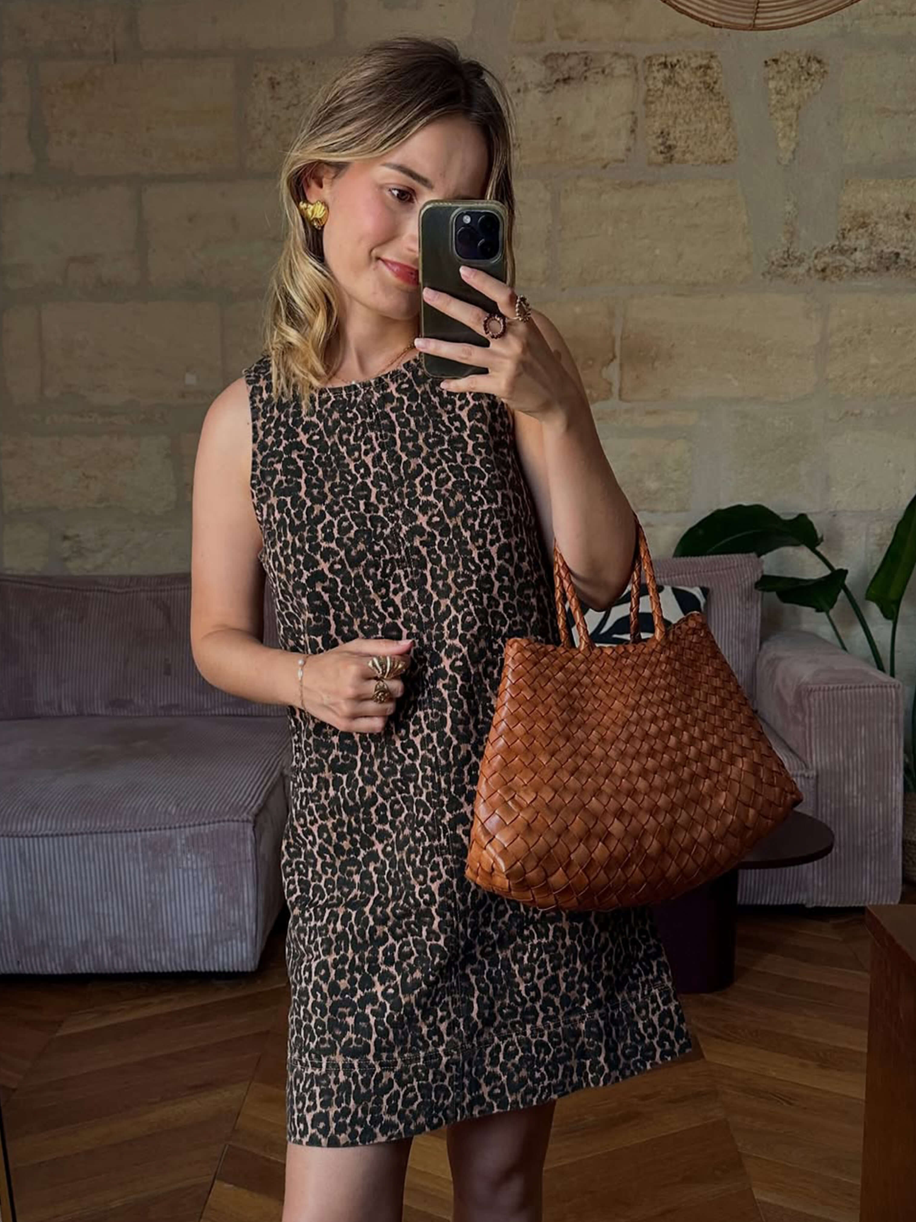 Marissa Vegane Leder Geflochtene Tasche Mittel