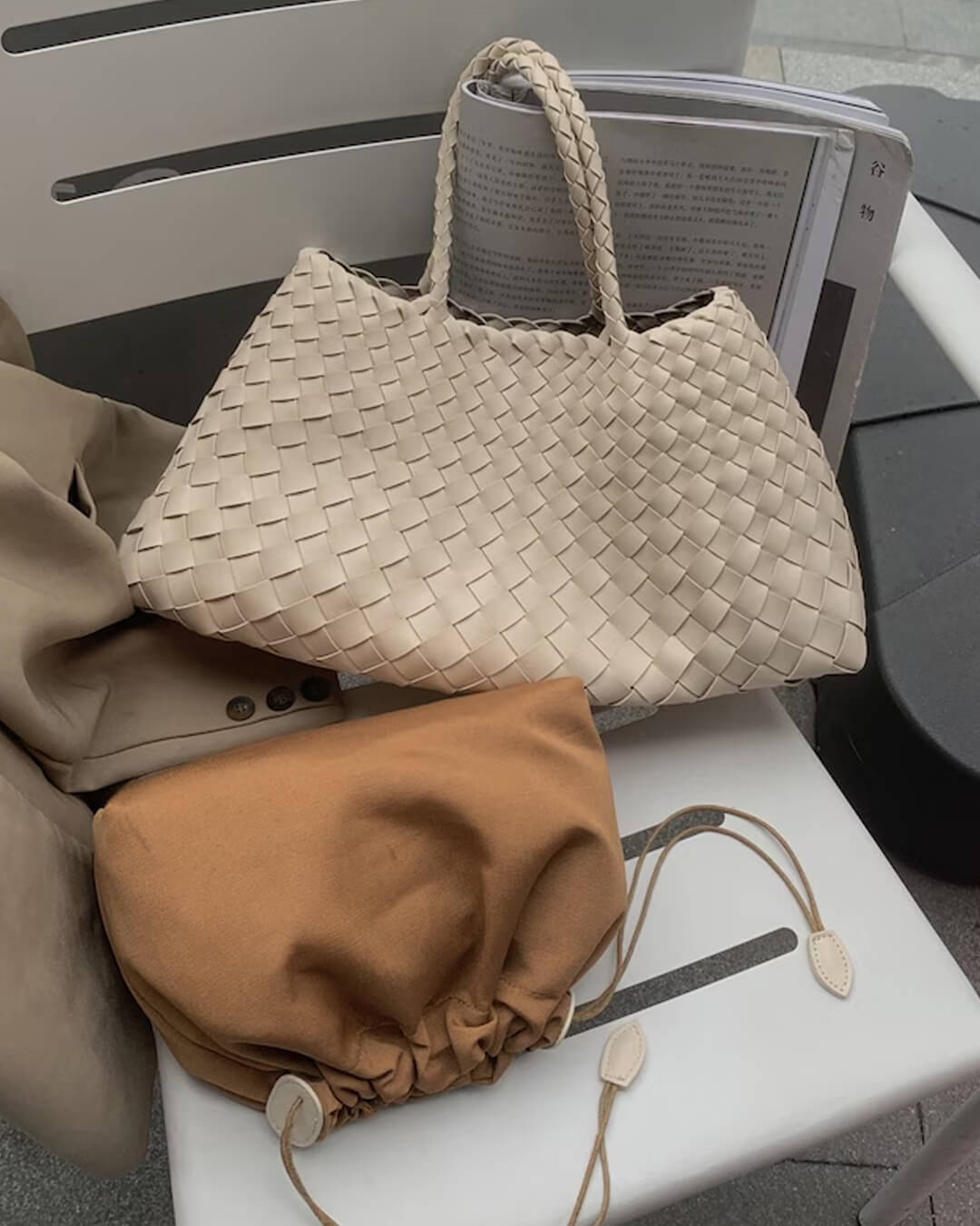 Marissa Vegane Leder Geflochtene Tasche Mittel