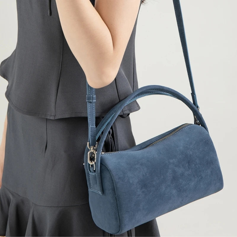 Elegante borsa a tracolla in suede - Borsa a spalla multi-tasca da donna, perfetta per lavoro e viaggi