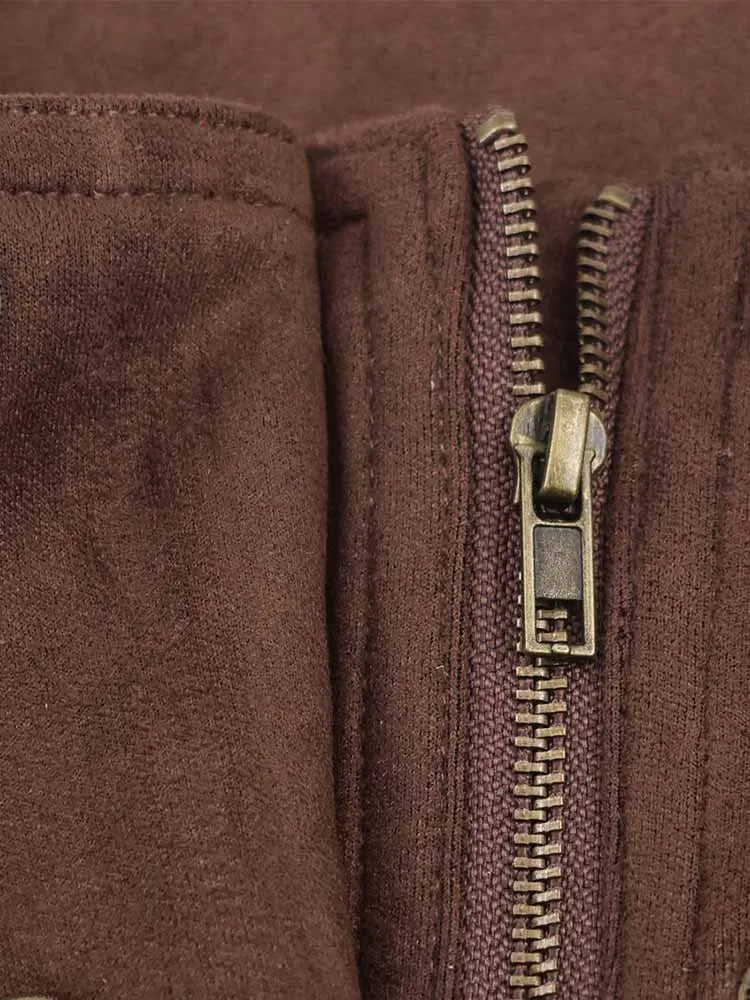 Women's Autumn Zipper Jacket - Imitation Suede Stand Collar Coat for Style 4