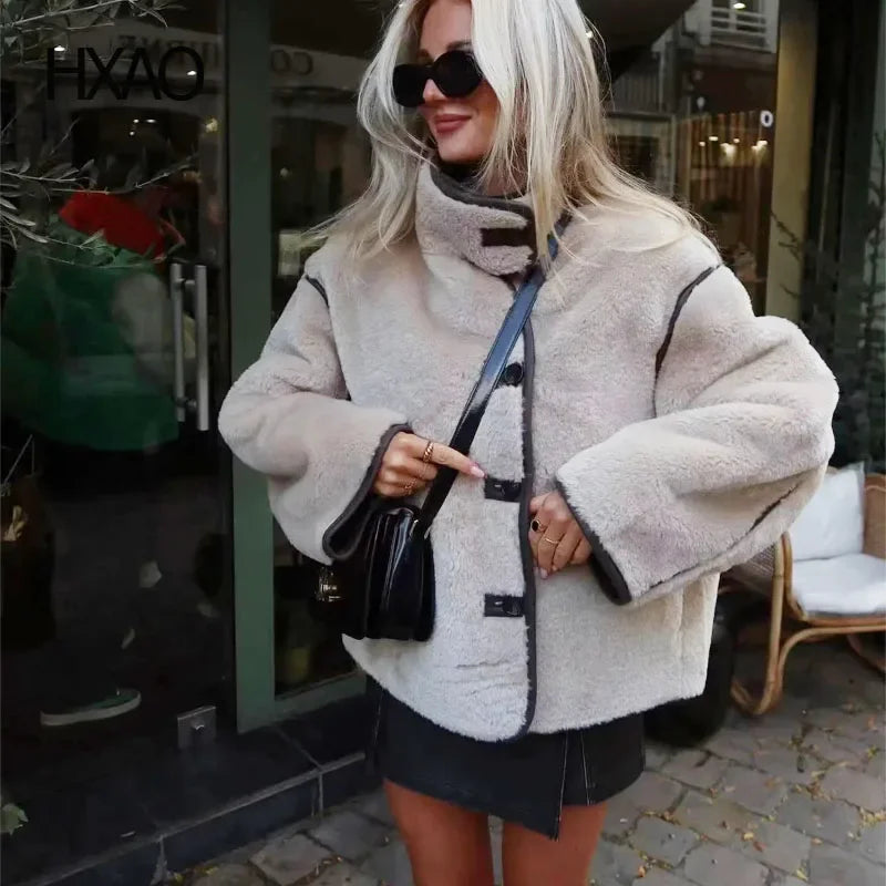 Women's Faux Fur Bomber Jacket - Stylish Winter Coats for Women 3