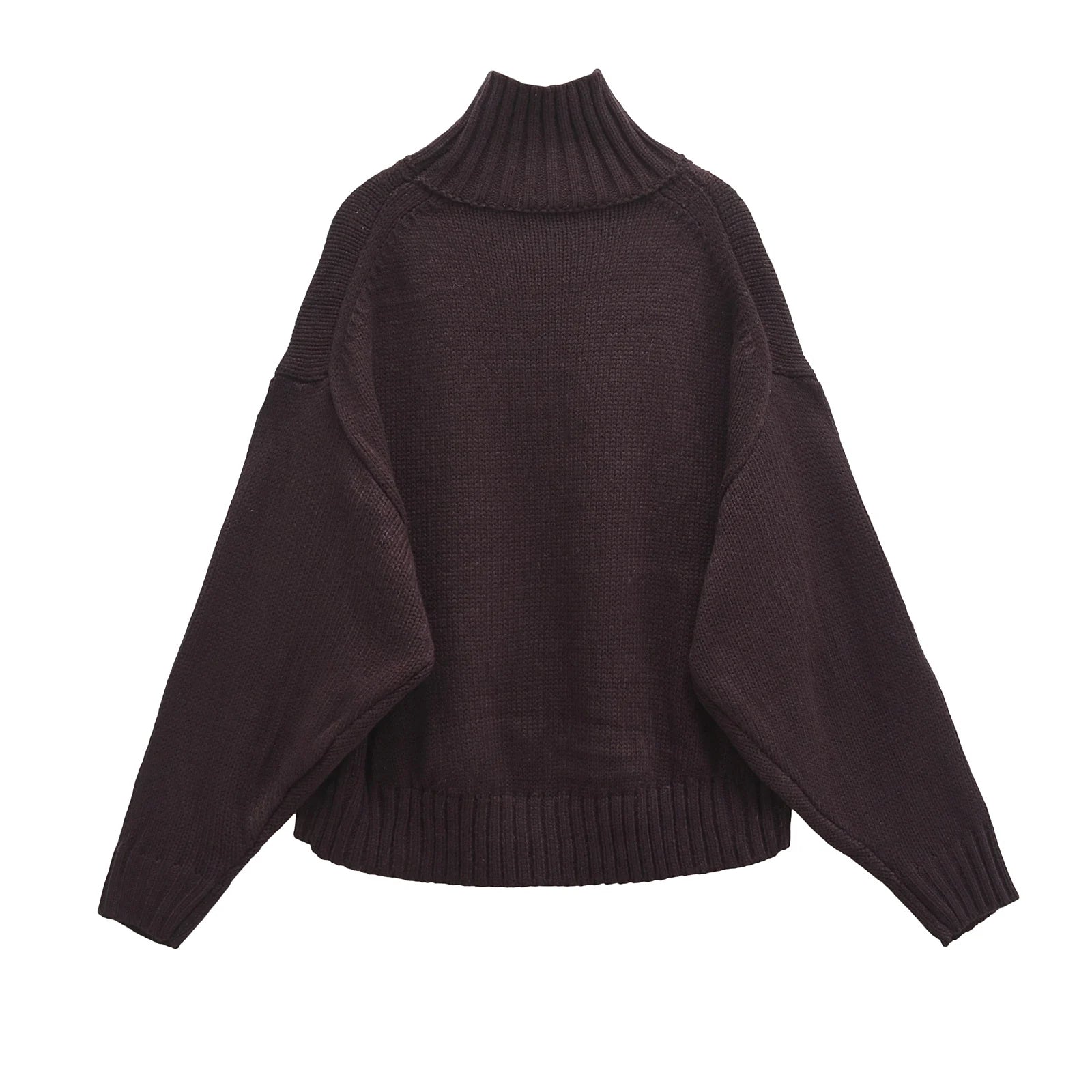 Women's Oversized Black Turtleneck Sweater - Warm Knitted Pullover for Autumn/Winter 1